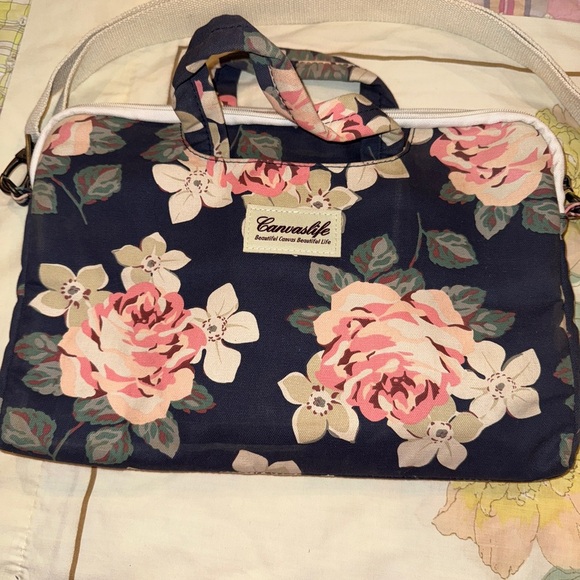 Floral Women Computer Bag - Navy and Pink. (BT 2) - Picture 1 of 11
